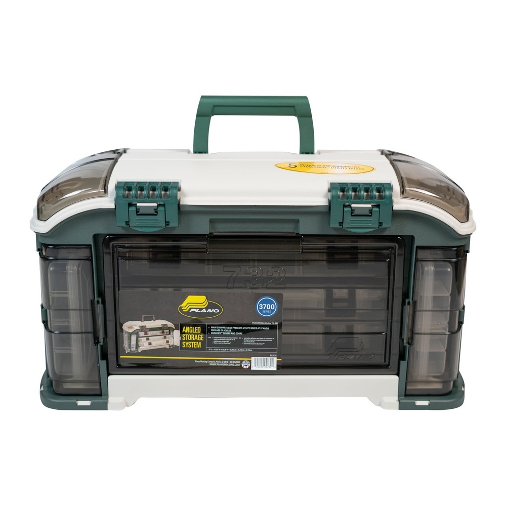 Plano Angled Fishing Tackle Box Storage System Green Tan Outdoor Organizer