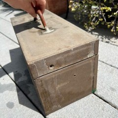 VTG Metal Tool Box Utility Chest & Inner Tray Rusty Gray green 14”