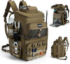 Water-Resistant Fishing Backpack with Rod Holders & Cooler Compartment, 55L