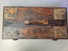 Vintage Tackle Box 17.5×9×8 Hand Made Wood