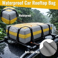 21 Cubic Feet Car Roof Cargo Carrier Bag – Waterproof – Yellow Gray – Yellow