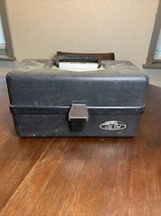 Vintage Old Pal Plastic Tackle Box Black 2 Trays