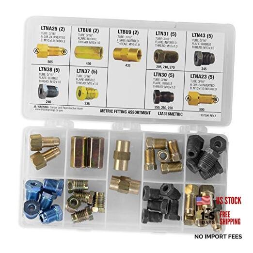 9 Metric 3/16″ Metric Fitting Assortment Kit – Tube Nut Union Adapter