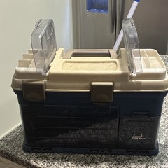 Plano 1274 Tackle Box Hard Plastic w/ Top & Front Compartments Blue/Beige/Gray