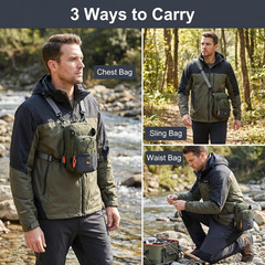Kylebooker Fly Fishing Chest Pack Lightweight Fishing Tackle Storage Pouch Waist