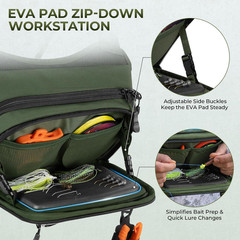 Bait Boss Water-Resistant Fishing Chest Pack with EVA Zip-Down Workstation, MOLL