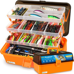 Large 4-Layer Tackle Box with Tackle Included, 547Pcs Fishing Lures Kit – Pliers