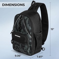 Karryall Fishing Sling Backpack with MOLLE, Rod Holder & Water-Resistant Storage