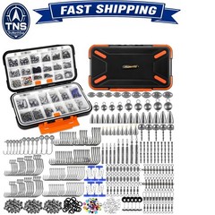 397pcs Fishing Tackle Kit Waterproof Storage Box Hooks Sinkers Swivels Beads