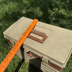 Vintage Plano 757 Tackle Box Fishing Storage Brown/Tan Made In USA 4 Drawers