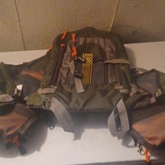 Wakeman Outdoors Fishing Chest Pack Nylon/Mesh 6-Pocket Green/Gray/Orange, Strap