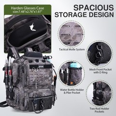 Fishing Backpack with 4 Tackle Boxes,900D Water-Resistant Tackle Backpack wit…