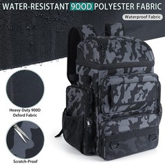 Fishing Tackle Backpack With Rod Holders, 45L Large Tackle Bag & Fishing Tack…