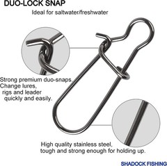 Duo Lock Snap Swivels | 100pcs 0-8 Size Tackle Kit – 26LB to 220LB Strength