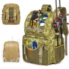 45L Fishing Backpack with Rod Holders & Rain Cover – Water-Resistant Camo Bag