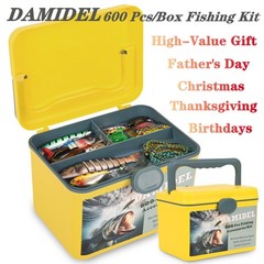 600 Pcs/Tackle Box Fishing Kit-Fishing Hooks,Sinkers, Swivels Snaps,Top Water…