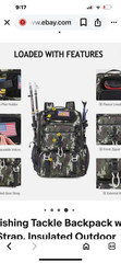 Fishing Tackle Backpack with Rod Strap, Insulated Outdoor Tackle Bag with