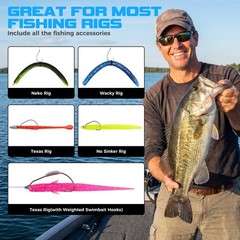 TOPFORT Fishing Lures, Bass Kit with Wacky Standard, Multiple colors