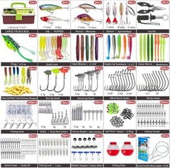 413PC Fishing Lures Kit Contains Pliers 3Layers Tackle Box with Tackle Fish Gear