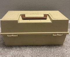 Vintage Plano 2300 3 Tiered Tackle Box Rugged Plastic Green Tan With Tackle