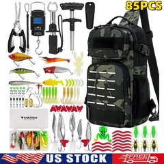 85Pc Fishing Tackle Kit Backpack Set Tackle Boxes Lures Pliers Fishing Gear Tool