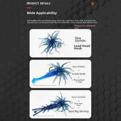 TPR For Sea Urchin Soft Bait for Bass Fishing 6cm x 6cm x 10cm 1.7g Per Piece