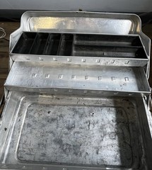 Vintage My Buddy Fishing Tackle Box No. 1416RL Aluminum 4 Tray Grandpa