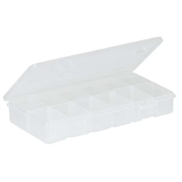Plano Adjustable Compartment Box with 6 to 12 compartments, Plastic, 1 3/8 in H