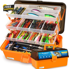 547PC Fishing Tackle Kit 4 Layer Tackle Box 12X Gear Pliers Gripper Rigs