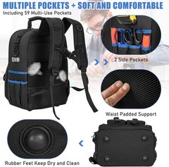 Tool Backpack, Heavy Duty Tool Bag with Padded Shoulder and Removable Tool
