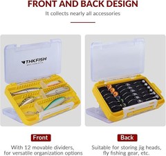 THKFISH Fishing Tackle Box Double Side Organizer Storage Small Tackle Box Yellow