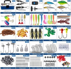 THKFISH 400PCS Fishing Lures Kit Bass Fishing Gear Kit for Freshwater Tackle Box