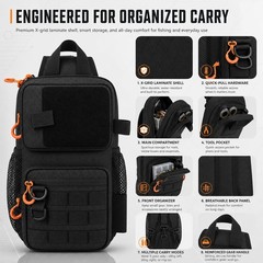 X-PAC Fishing Sling Bag 6L Waterproof Crossbody Tackle Pack with Rod Holder