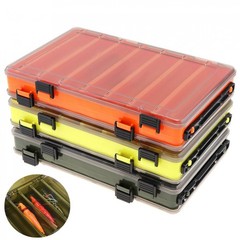 Plastic 14 Compartments Fishing Lure Tackle Box Two-Sided Storage Case Organizer
