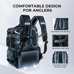 KastKing BaitSpace Fishing Tackle Backpack with Removable Bait Binder,2 Rod Hold