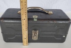 Vintage My Buddy Metal Fishing Tackle Box 2 Trays Gray