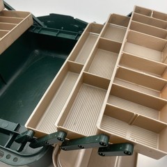 PLANO 8600 Vintage Large Fishing Tackle Box 6 Tray Green Tan Hard Case Made USA