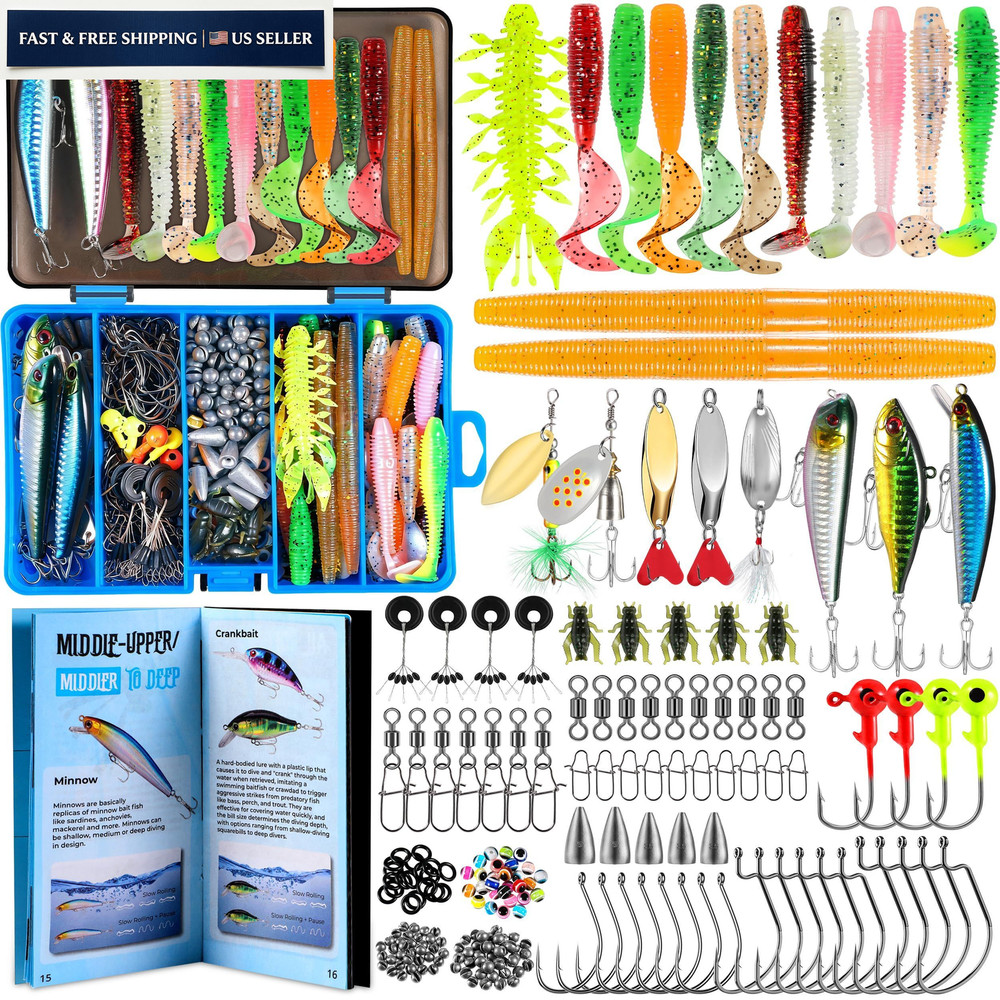 PLUSINNO Fishing Lures, 137Pcs Tackle Box with Included, Compact, BLUE