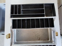 RARE Vintage UMCO 900A Tackle Box Fishing 5 Tray Aluminum/Black Plastic Inserts