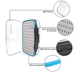 Waterproof Fly Fishing Box, Two-Sided, Clear Lid, 4 Sizes, Foam Insert, Large