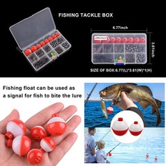 Fishing Tackle Kit, 160pcs Basic Bobbers and Hooks Assortment 2/0, Silver
