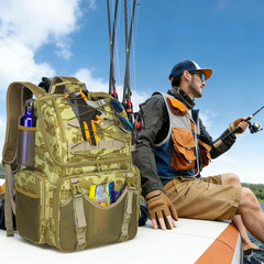 Fishing Backpack, 45L Large Cooler Fishing Tackle Bag with Rod Holders