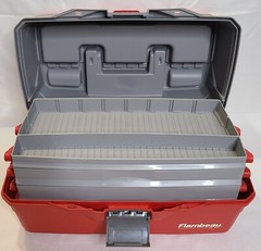 Flambeau Outdoors 3-Tray Classic Tray Tackle Box Red/Gray WITH 9 Lures
