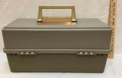 Tackle Box Old Plano 3 Trays Fold Out Tackle Included Latch Handle 15.5″ Plastic