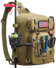 Piscifun Fishing Backpack Tackle Bag with 2 Standard, Single Shoulder – Khaki