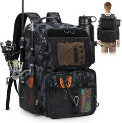 45L Fishing Backpack with Rod Holders & Rain Cover Large 900D