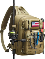 Fishing Backpack Tackle Bag, MOLLE & 2 Rod Holders, Multi Storage