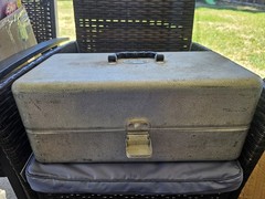Vintage UMCO Aluminum Fishing Tackle Box Model 203A With Supplies Pre Owned Cond