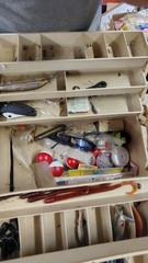 Vintage Plano 3-Tray Tackle Box Filled With Mixed Lures & Soft Bait Pack Lot