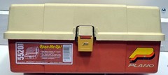 Vintage PLANO #5520 tackle box Made In USA Tan and Brown 13x7x6” very nice!
